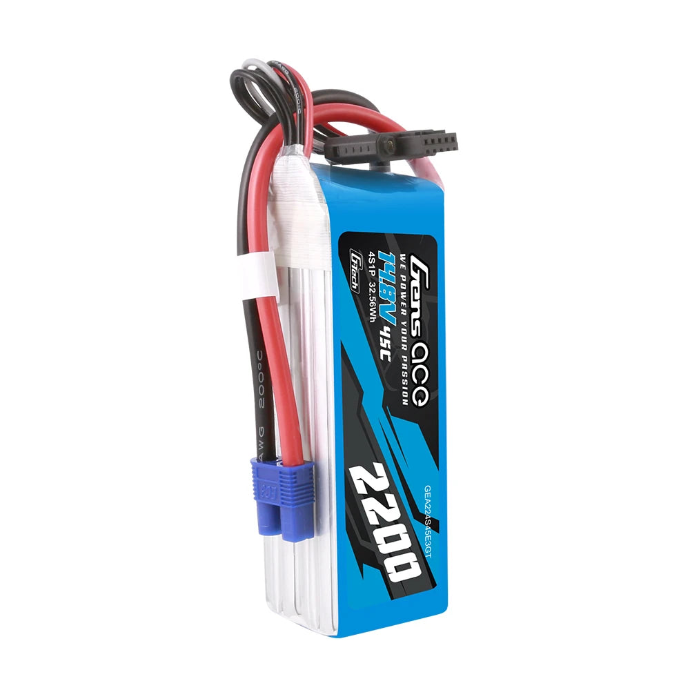Gens ace 2200mAh 4S 45C 14.8V Lipo Battery | EC3 Plug | Air Classic