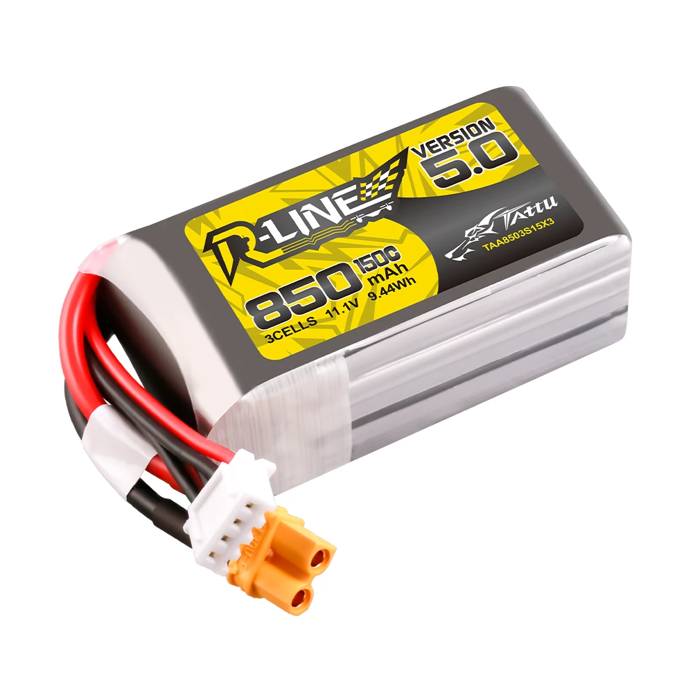 Tattu 850mAh 3S 150C 11.1V Lipo Battery | XT30 Plug | R-Line 5.0