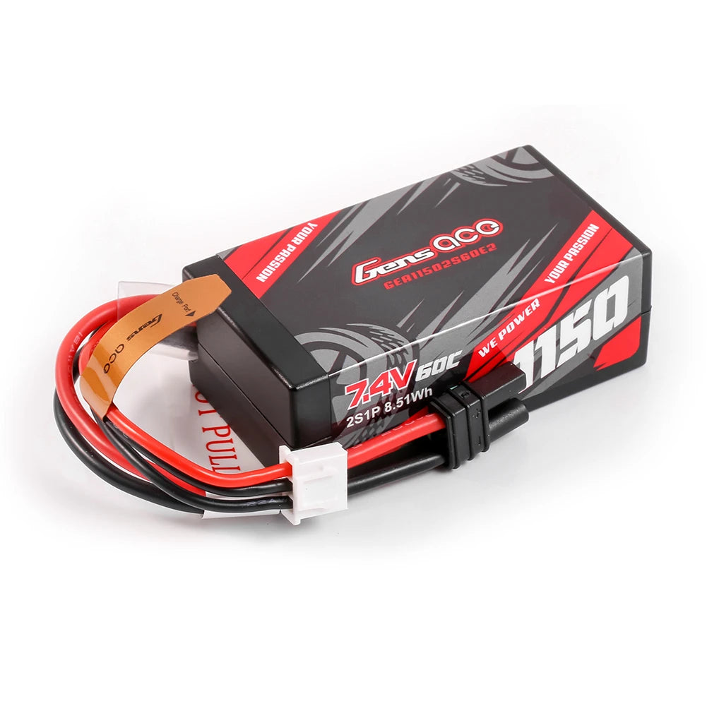 Gens ace 1150mAh 2S 60C 7.4V Lipo Battery | Hardcase | IEC2 Plug | Car Classic (Non-G-Tech)