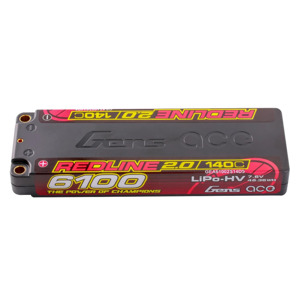 Gens ace 6100mAh 2S 140C 7.6V(HV) Lipo Battery | 5.0mm bullet | Redline 2.0
