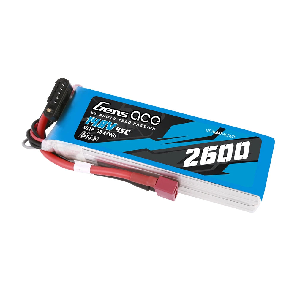 Gens ace 2600mAh 4S 45C 14.8V Lipo Battery | Deans Plug | Air Classic