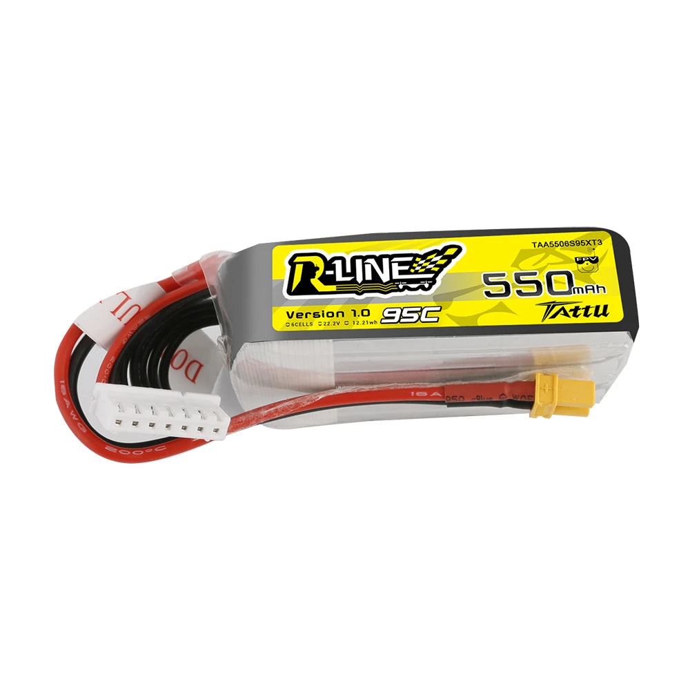 Tattu 550mAh 6S 95C 22.2V R-Line Lipo Battery Pack with XT30 Plug
