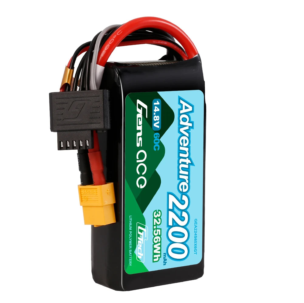 Gens ace 2200mAh 4S 60C 14.8V Lipo Battery | XT60 Plug | Adventure