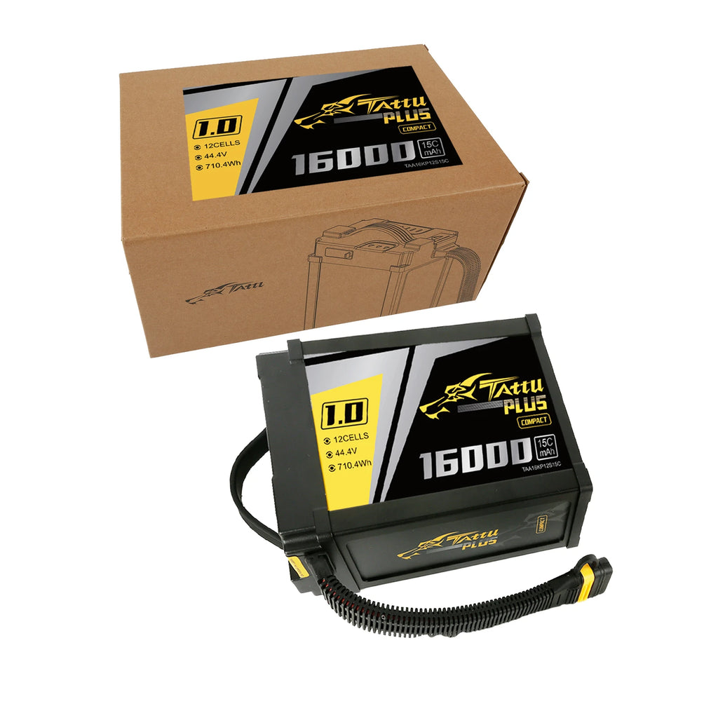Tattu 16000mAh 12S 15C 44.4V Smart Lipo Battery | AS150U Plug | Tattu Plus 1.0 (Compact Version)