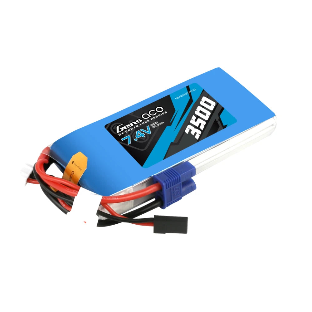 Gens ace 3500mAh 2S 7.4V Lipo Battery | EC3 / JR Plug | TX&RX