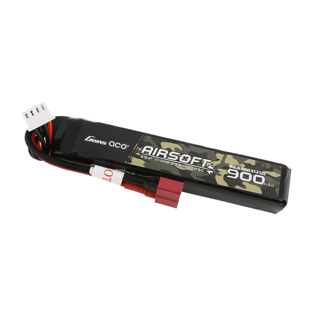 Gens ace 900mAh 3S 25C 11.1V Lipo Battery | Deans Plug | Airsoft