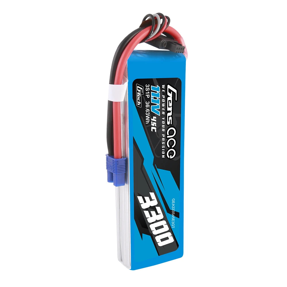 Gens ace 3300mAh 3S 45C 11.1V Lipo Battery | EC3 Plug | Air Classic