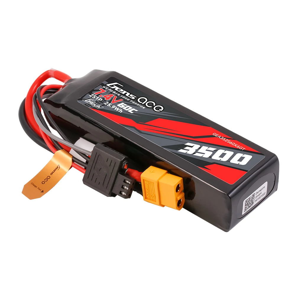 Gens ace 3500mAh 2S 60C 7.4V Lipo Battery | XT60 Plug | Car Classic