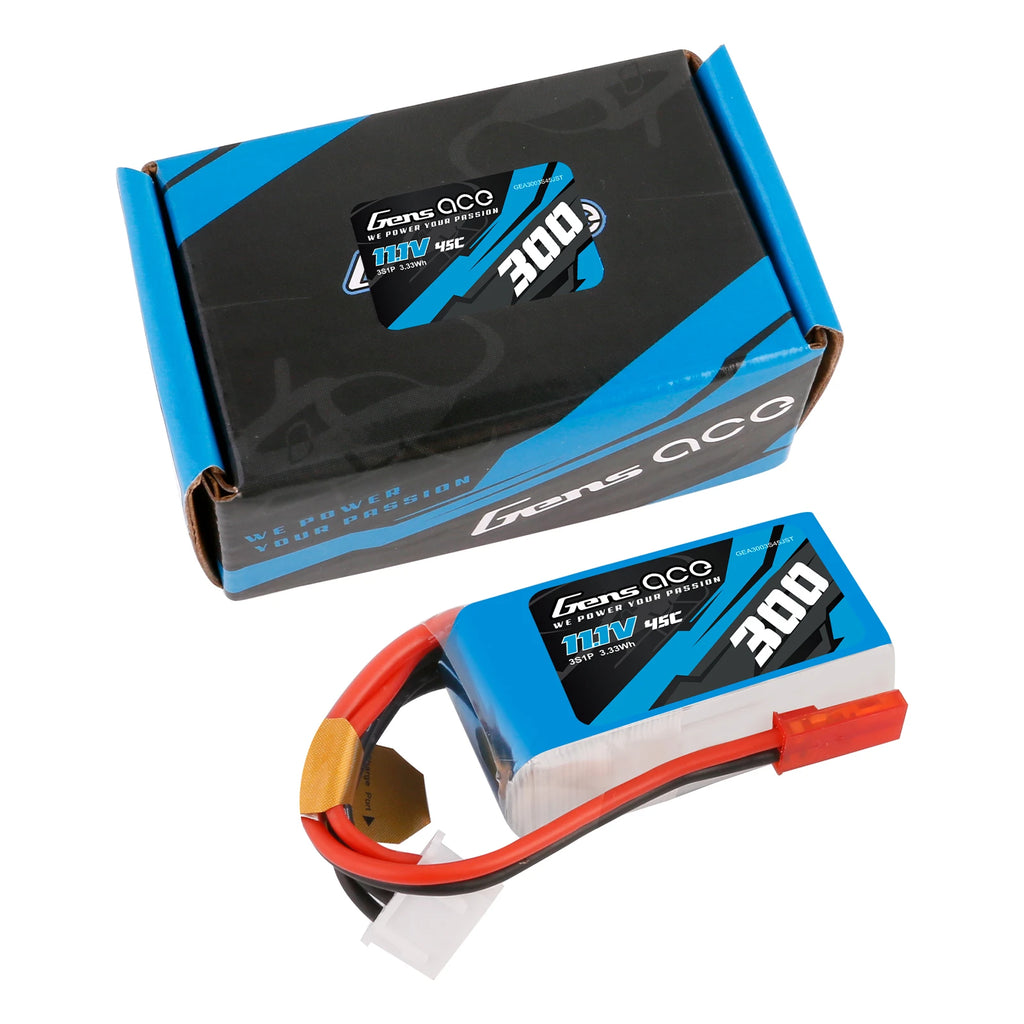 Gens ace 300mAh 3S 45C 11.1V Lipo Battery | JST Plug | Air Classic (Non-G-Tech)