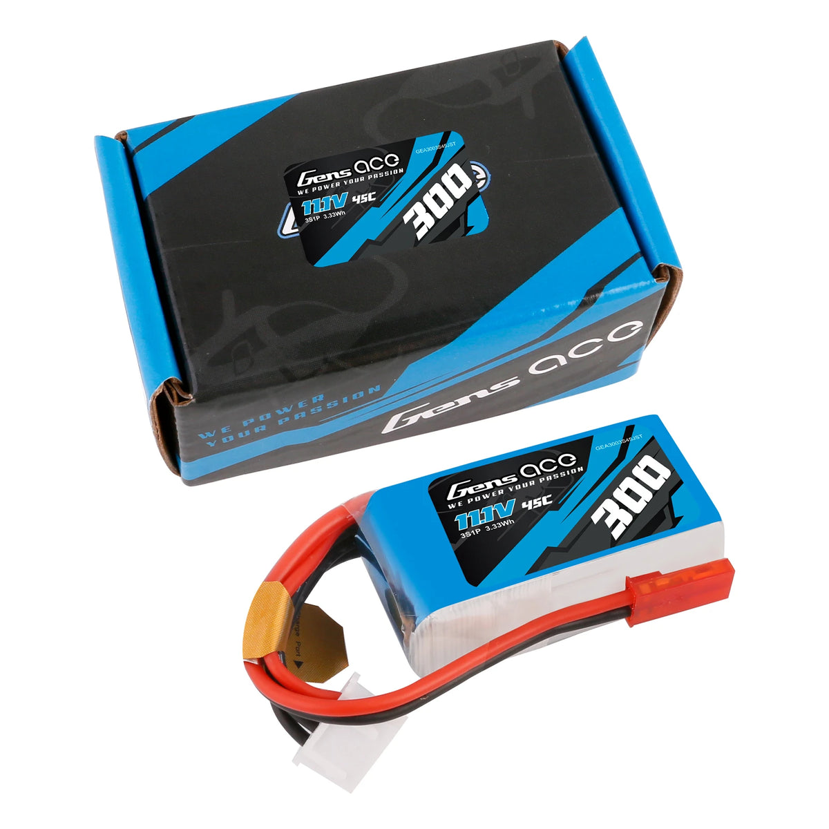 Gens ace 300mAh 3S 45C 11.1V Lipo Battery | JST Plug | Air Classic (Non-G-Tech)