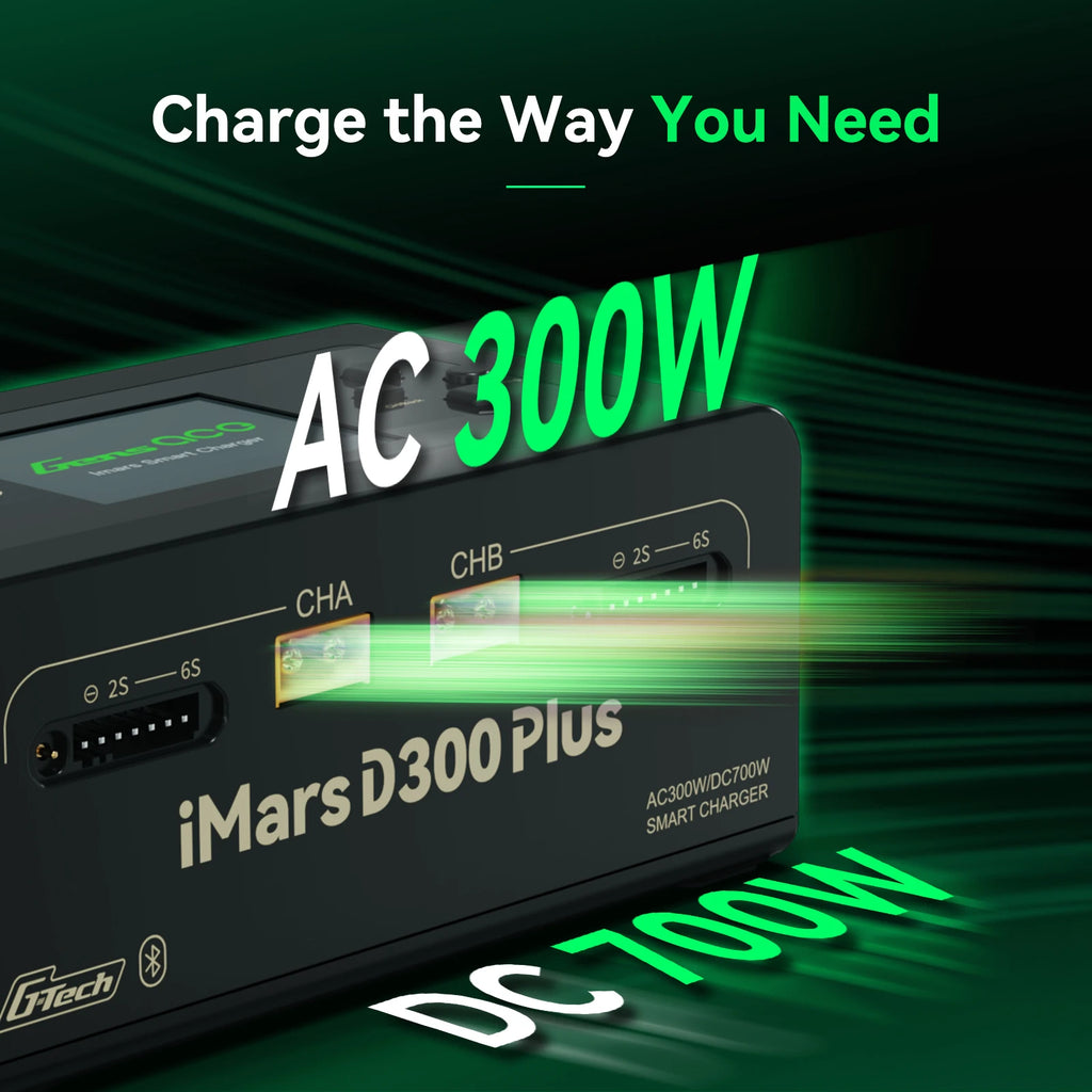 Gens ace iMars D300 Plus Smart Charger | AC 300W + DC 700W | 16A | 1-6S | 2-Channel | White