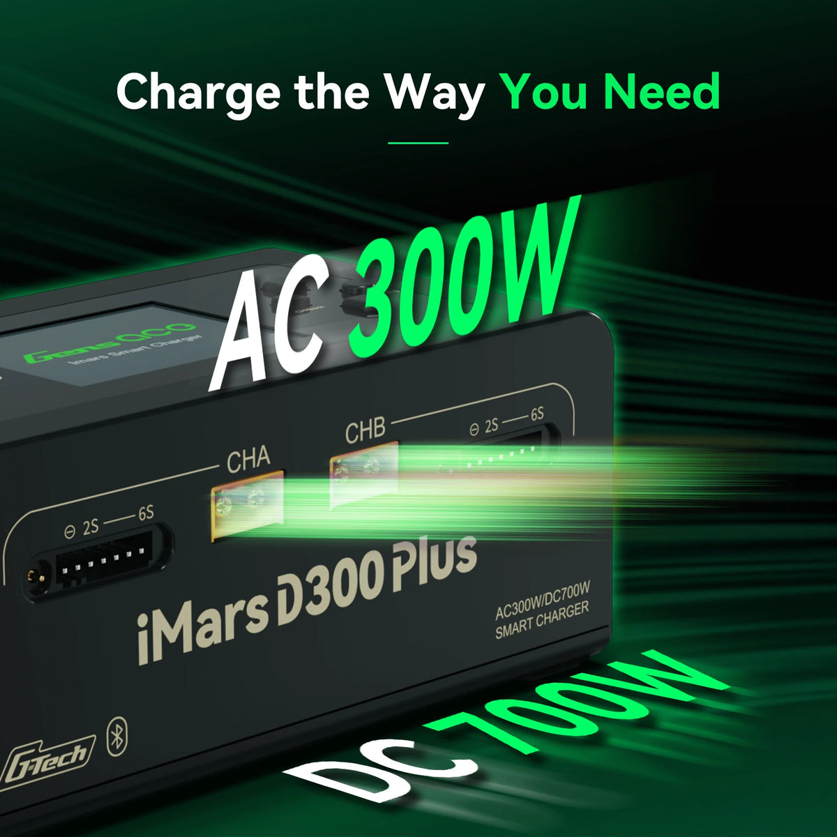 Gens ace iMars D300 Plus Smart Charger | AC 300W + DC 700W | 16A | 1-6S | 2-Channel | White