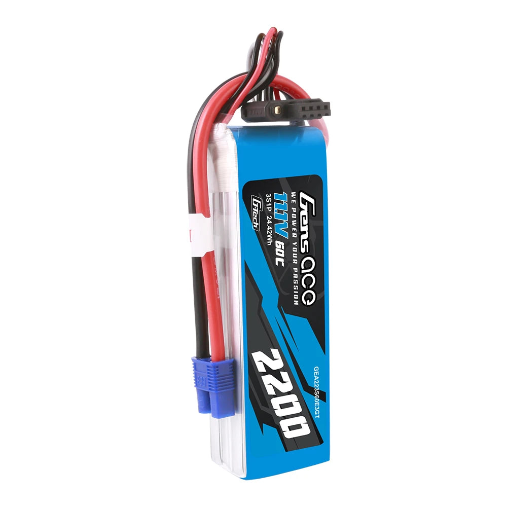 Gens ace 2200mAh 3S 60C 11.1V Lipo Battery | EC3 Plug | Air Classic