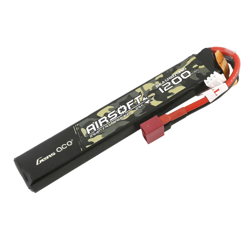 Gens ace 1200mAh 2S 25C 7.4V Lipo Battery | Deans Plug | Airsoft