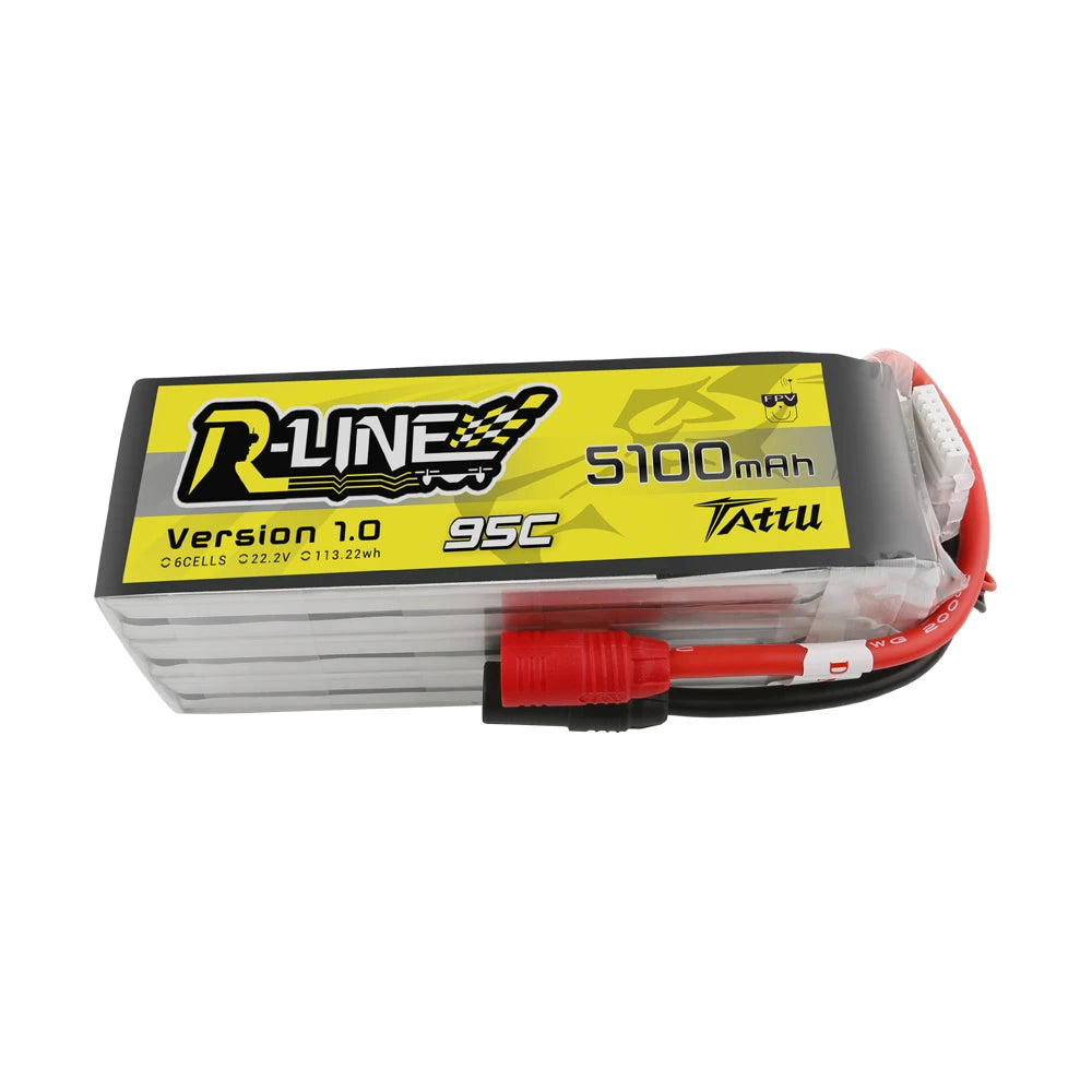Tattu 5100mAh 6S 95C 22.2V Lipo Battery | AS150 Plug | R-Line 1.0