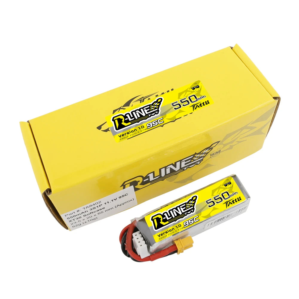 Tattu 550mAh 3S 95C 11.1V Lipo Battery | XT30 Plug | R-Line 1.0