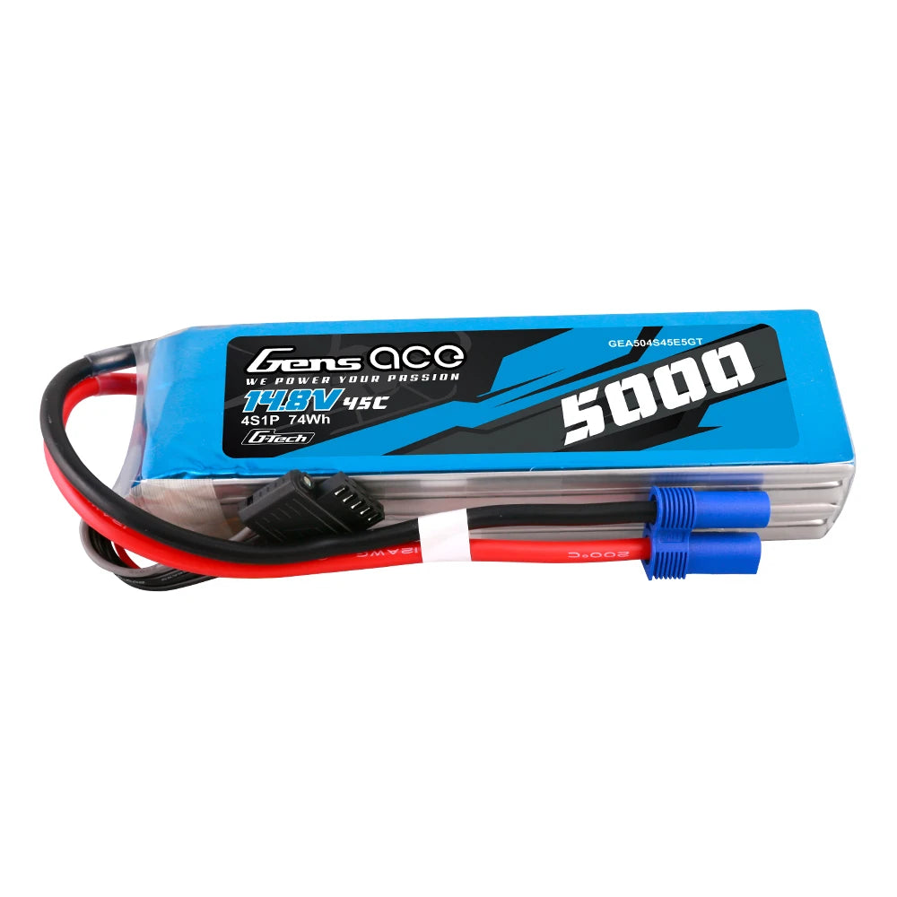 Gens ace 5000mAh 4S 45C 14.8V Lipo Battery | EC5 Plug | Air Classic