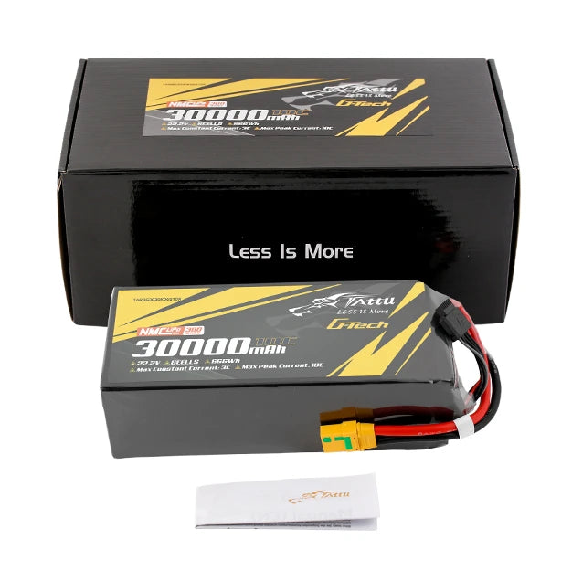 Tattu 30000mAh 6S 10C 22.2V Lipo Battery | XT90S-F Plug | Semi-solid
