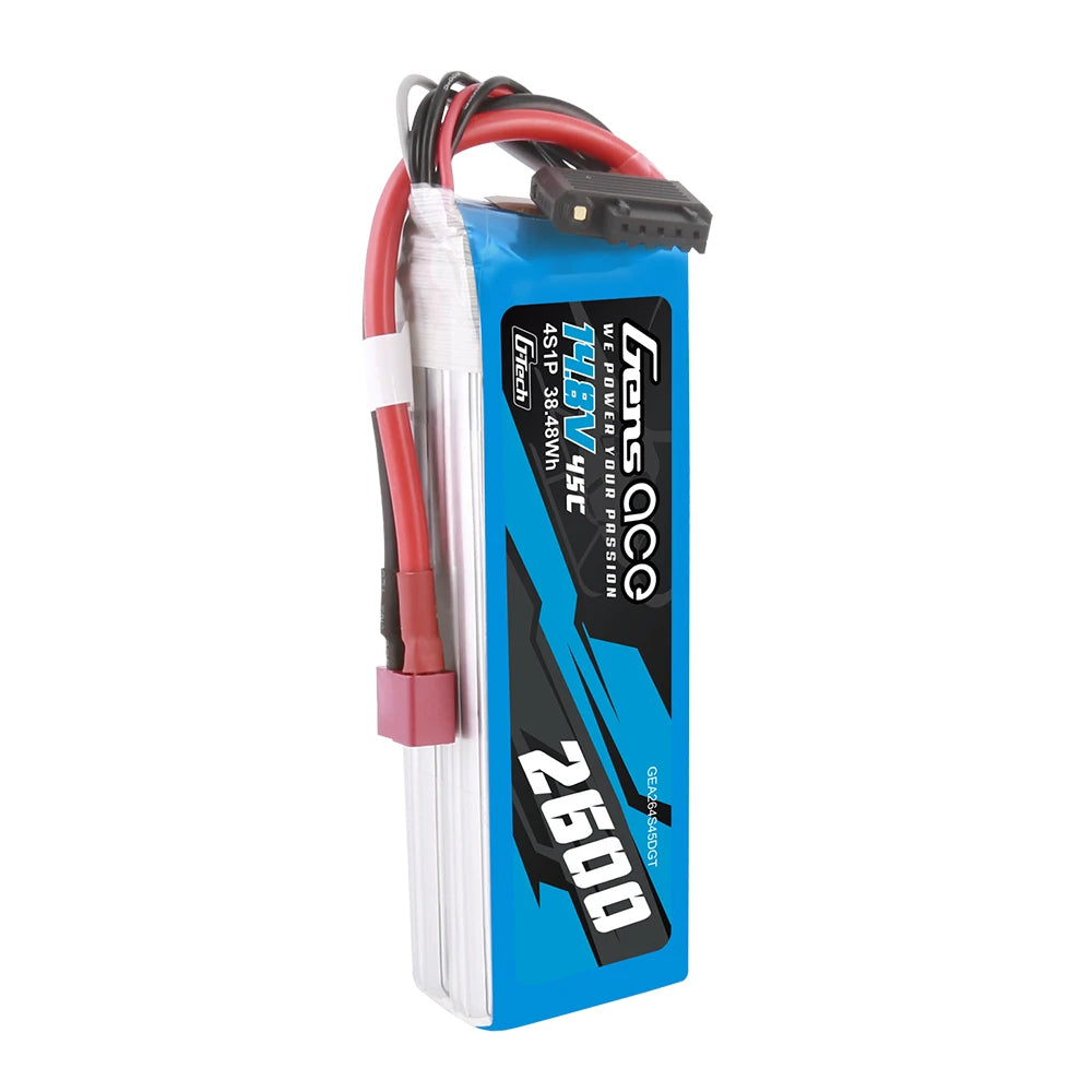 Gens ace 2600mAh 4S 45C 14.8V Lipo Battery | Deans Plug | Air Classic