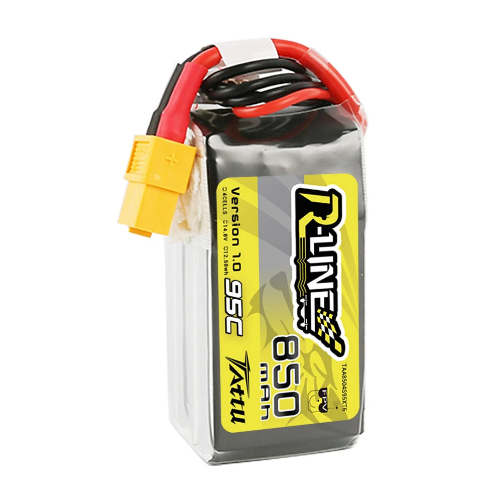 Tattu 850mAh 4S 95C 14.8V Lipo Battery | XT60 Plug | R-Line 1.0