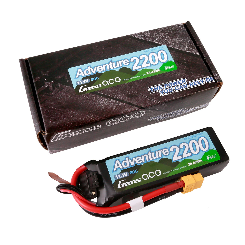 Gens ace 2200mAh 3S 60C 11.1V Lipo Battery | XT60 Plug | Adventure