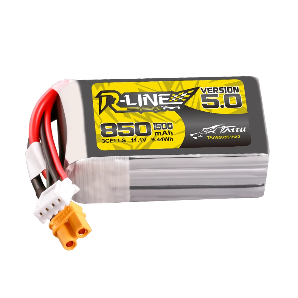 Tattu 850mAh 3S 150C 11.1V Lipo Battery | XT30 Plug | R-Line 5.0