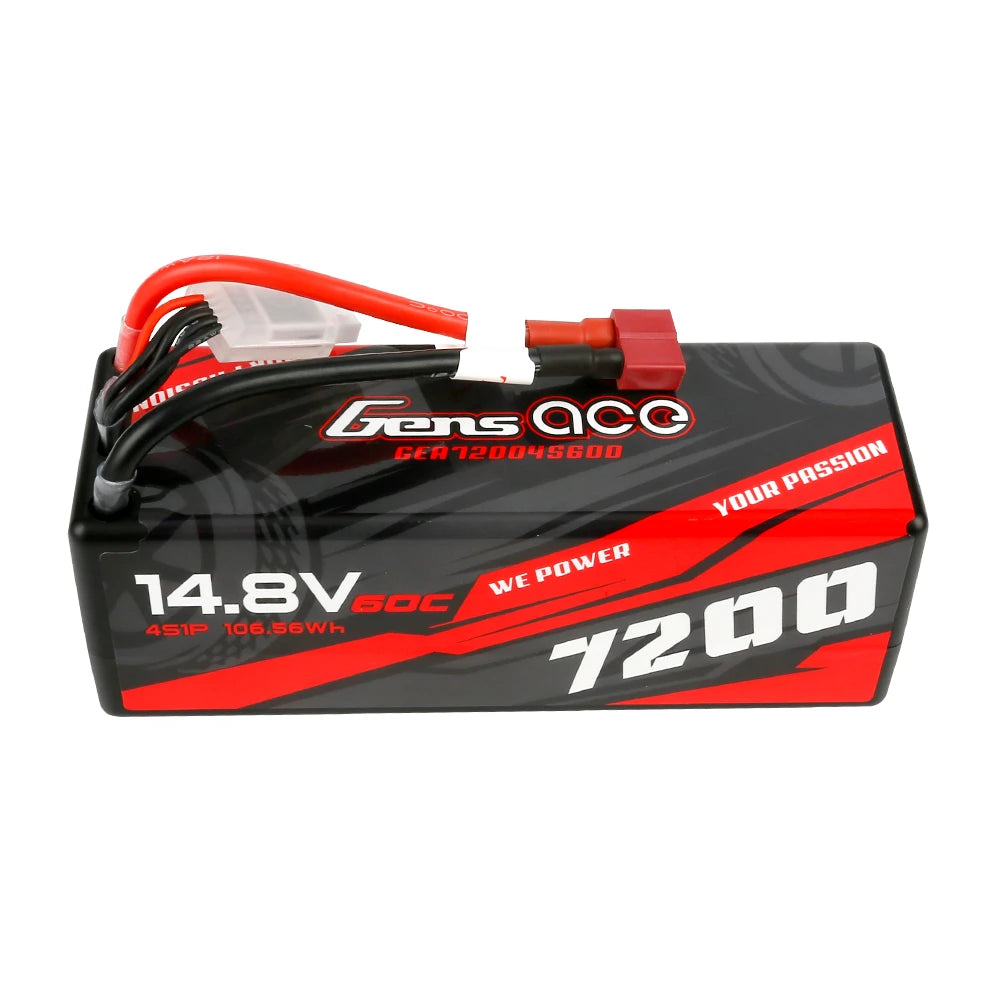 Gens ace 7200mAh 4S 60C 14.8V Lipo Battery | Hardcase | Deans Plug | Car Classic (Non-G-Tech)