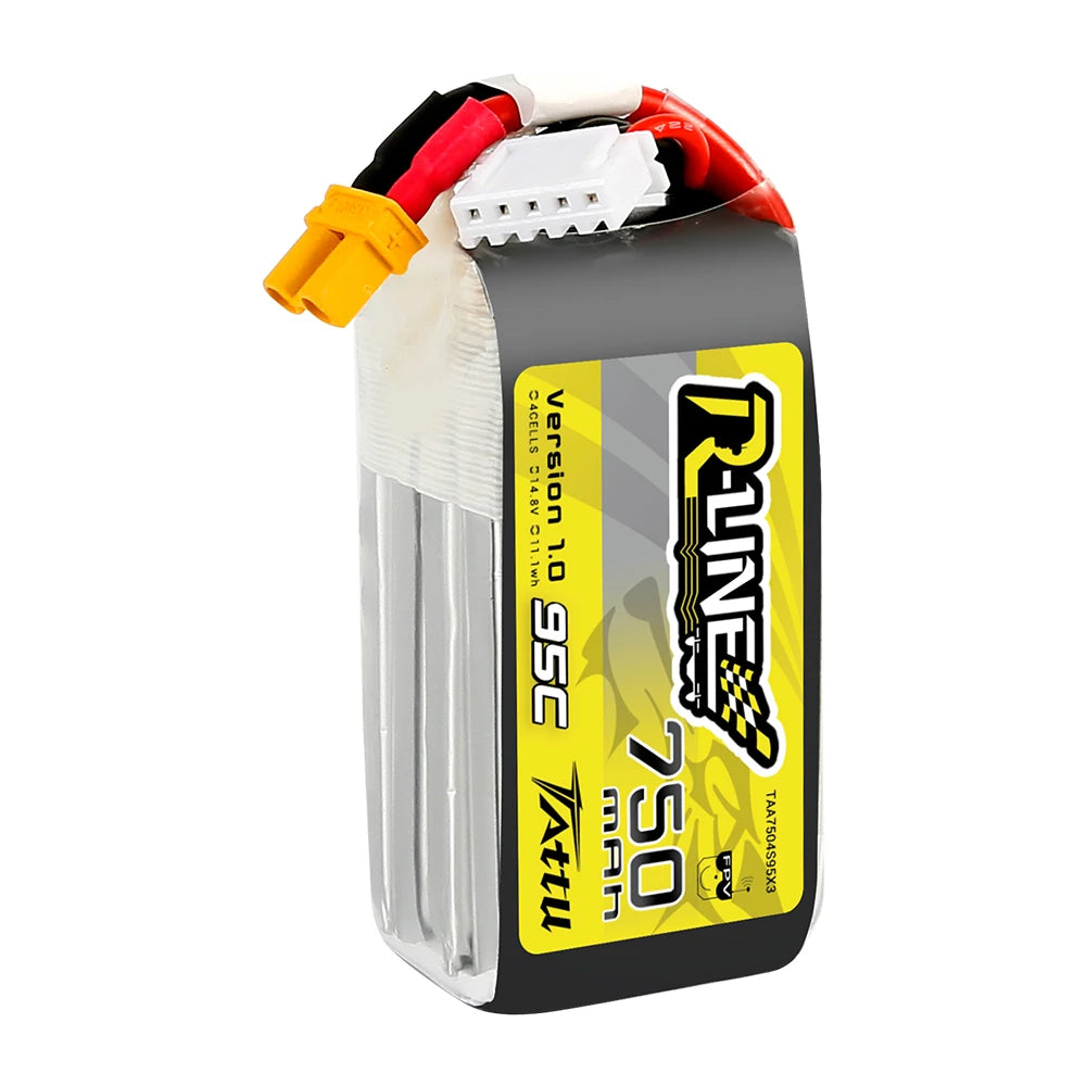 Tattu 750mAh 4S 95C 14.8V Lipo Battery | XT30 Plug | R-Line 1.0