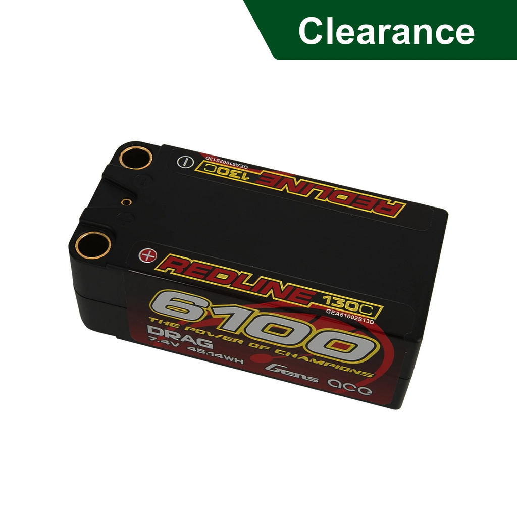 Gens ace 6100mAh 2S 130C 7.4V Shorty Lipo Battery | 8.0mm bullet | Redline 1.0