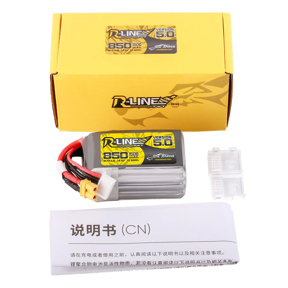 Tattu 850mAh 4S 150C 14.8V Lipo Battery | XT30U-F Plug | R-Line 5.0