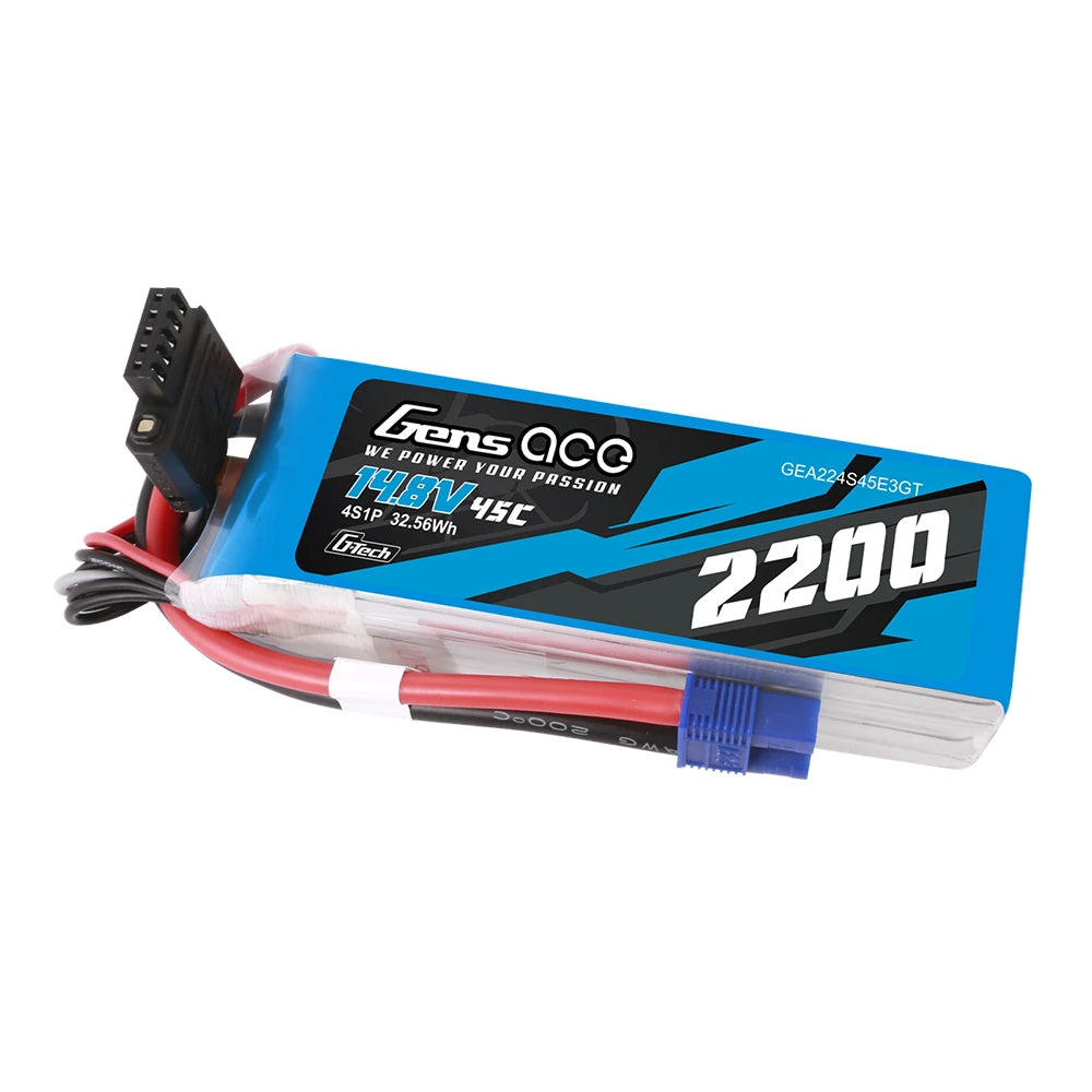 Gens ace 2200mAh 4S 45C 14.8V Lipo Battery | EC3 Plug | Air Classic