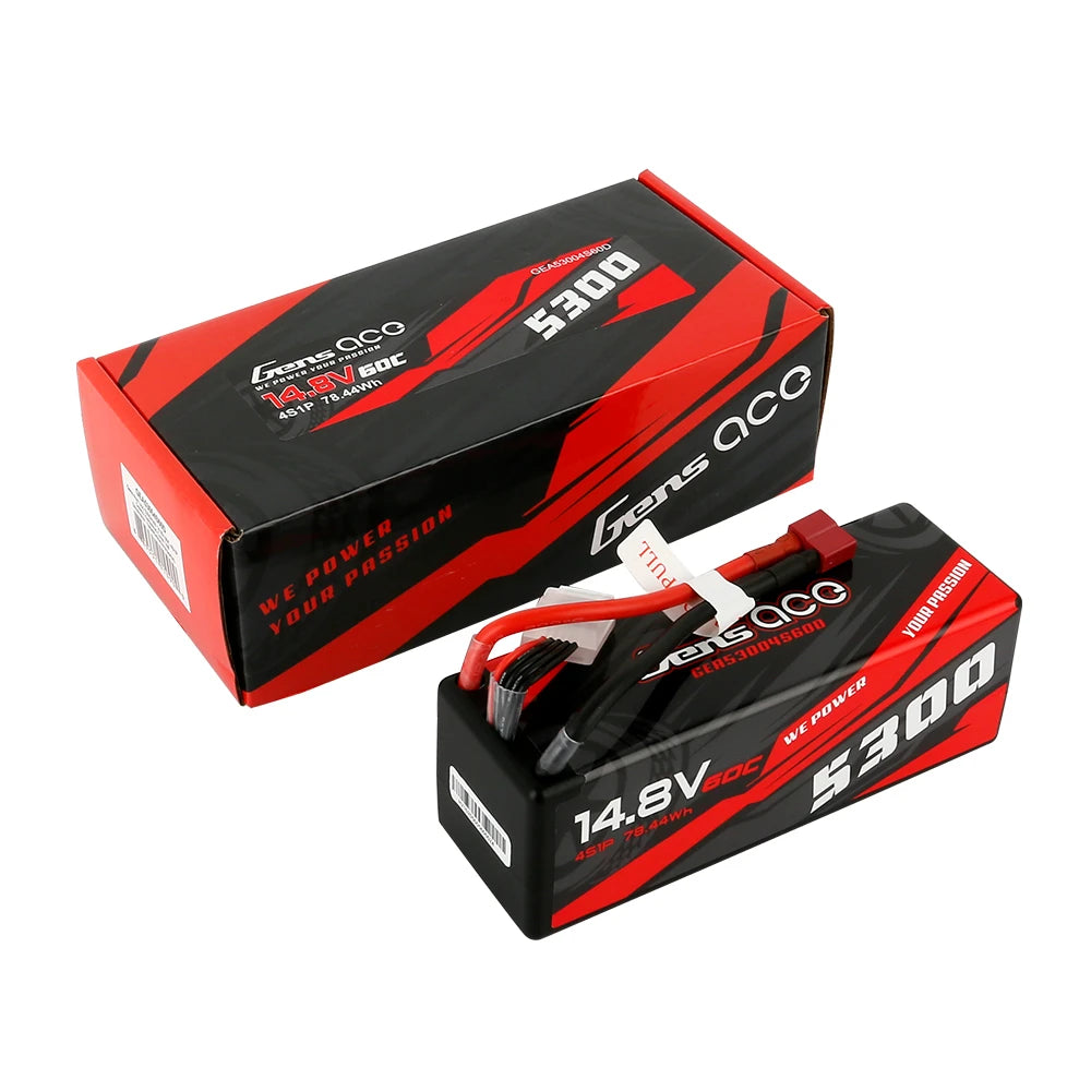 Gens ace 5300mAh 4S 60C 14.8V Lipo Battery | Hardcase | Deans Plug | Car Classic (Non-G-Tech)