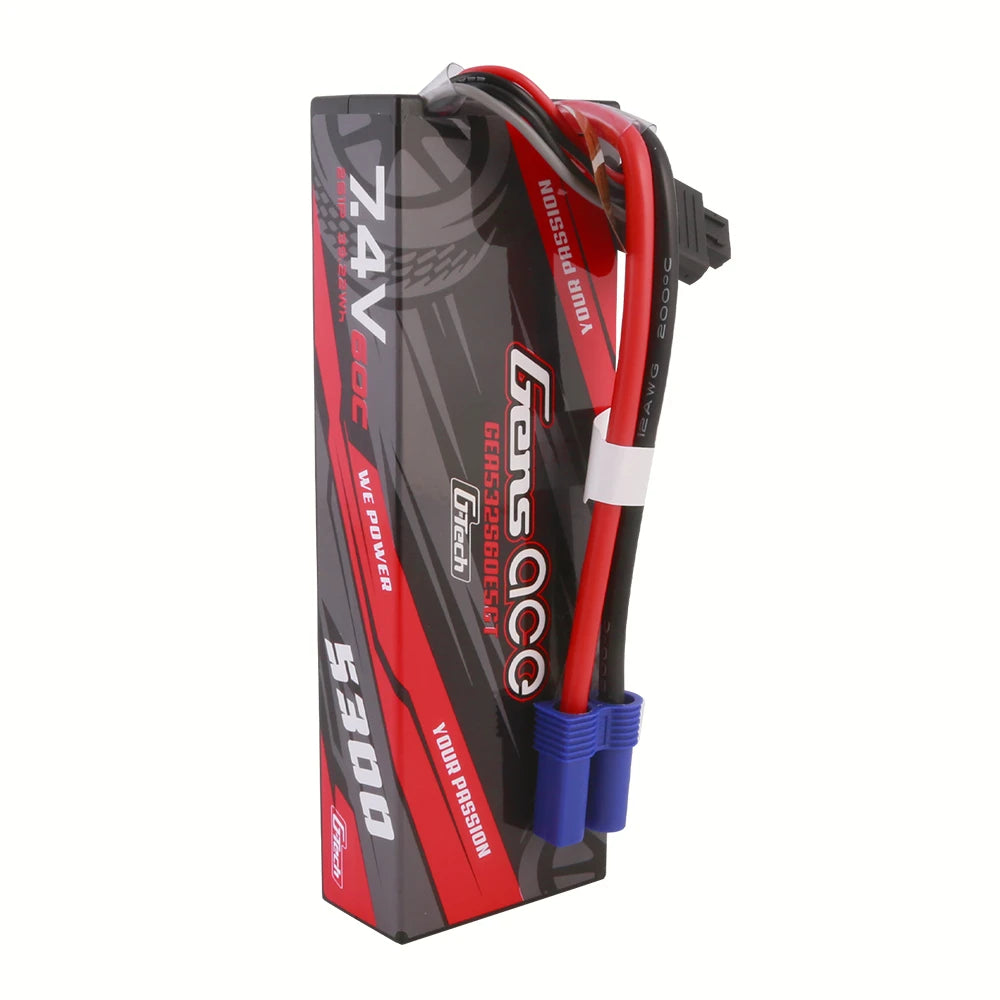 Gens ace 5300mAh 2S 60C 7.4V Lipo Battery | Hardcase | EC5 Plug | Car Classic