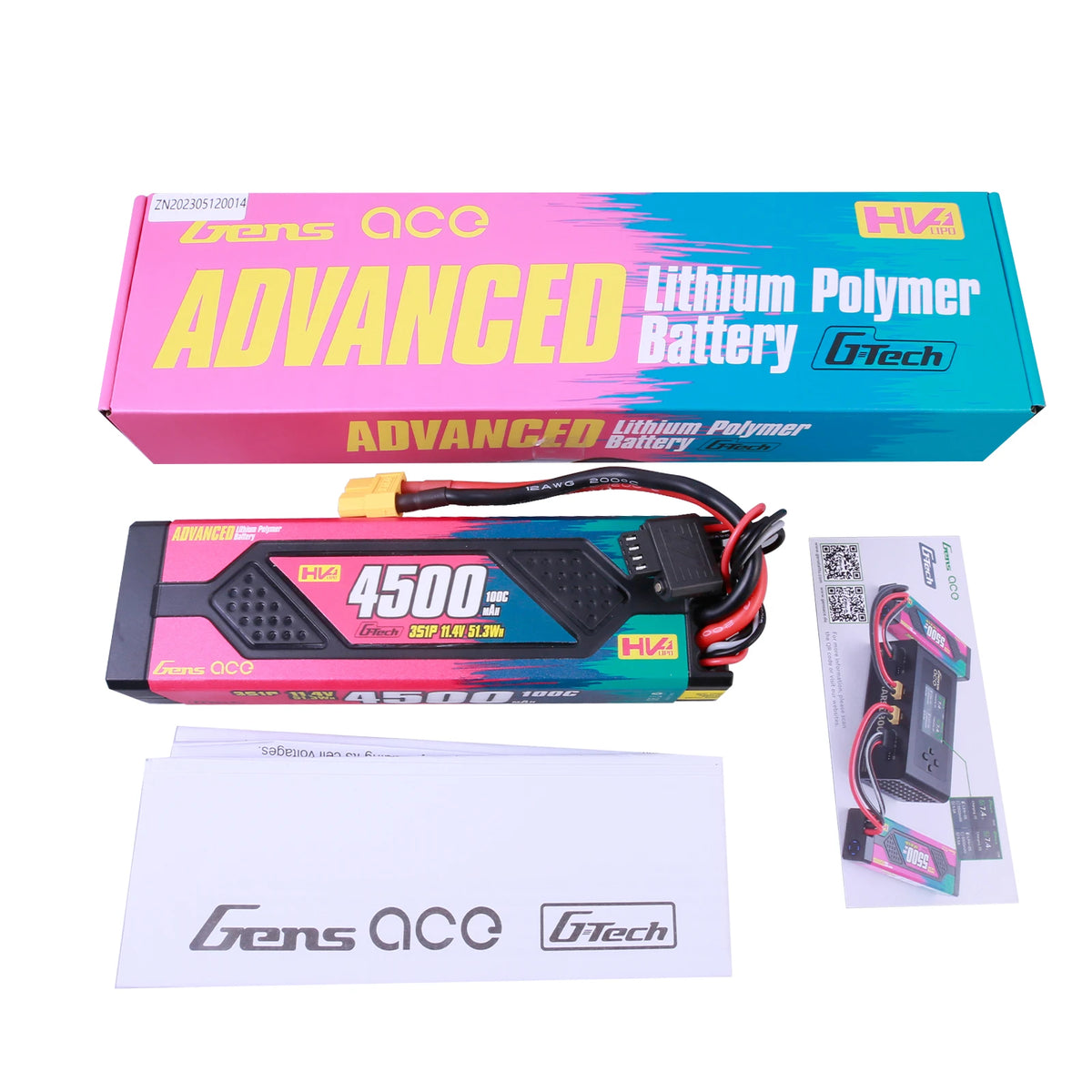 Gens ace 4500mAh 3S 100C 11.4V(HV) Lipo Battery | Hardcase | XT60 Plug | Advanced