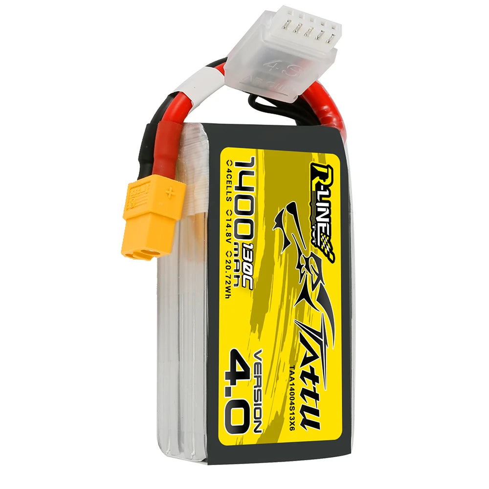 Tattu 1400mAh 4S 130C 14.8V Lipo Battery | XT60 Plug | R-Line 4.0