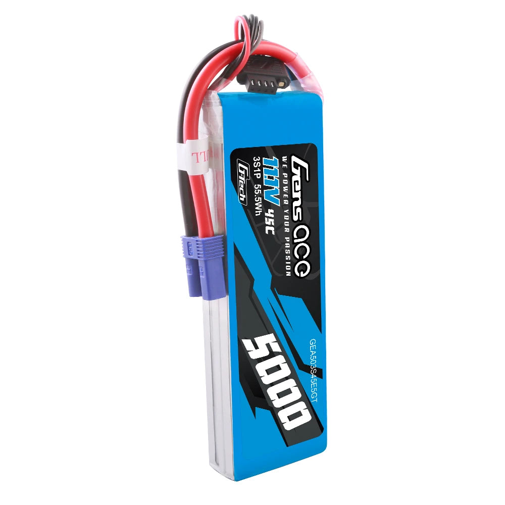 Gens ace 5000mAh 3S 45C 11.1V Lipo Battery | EC5 Plug | Air Classic