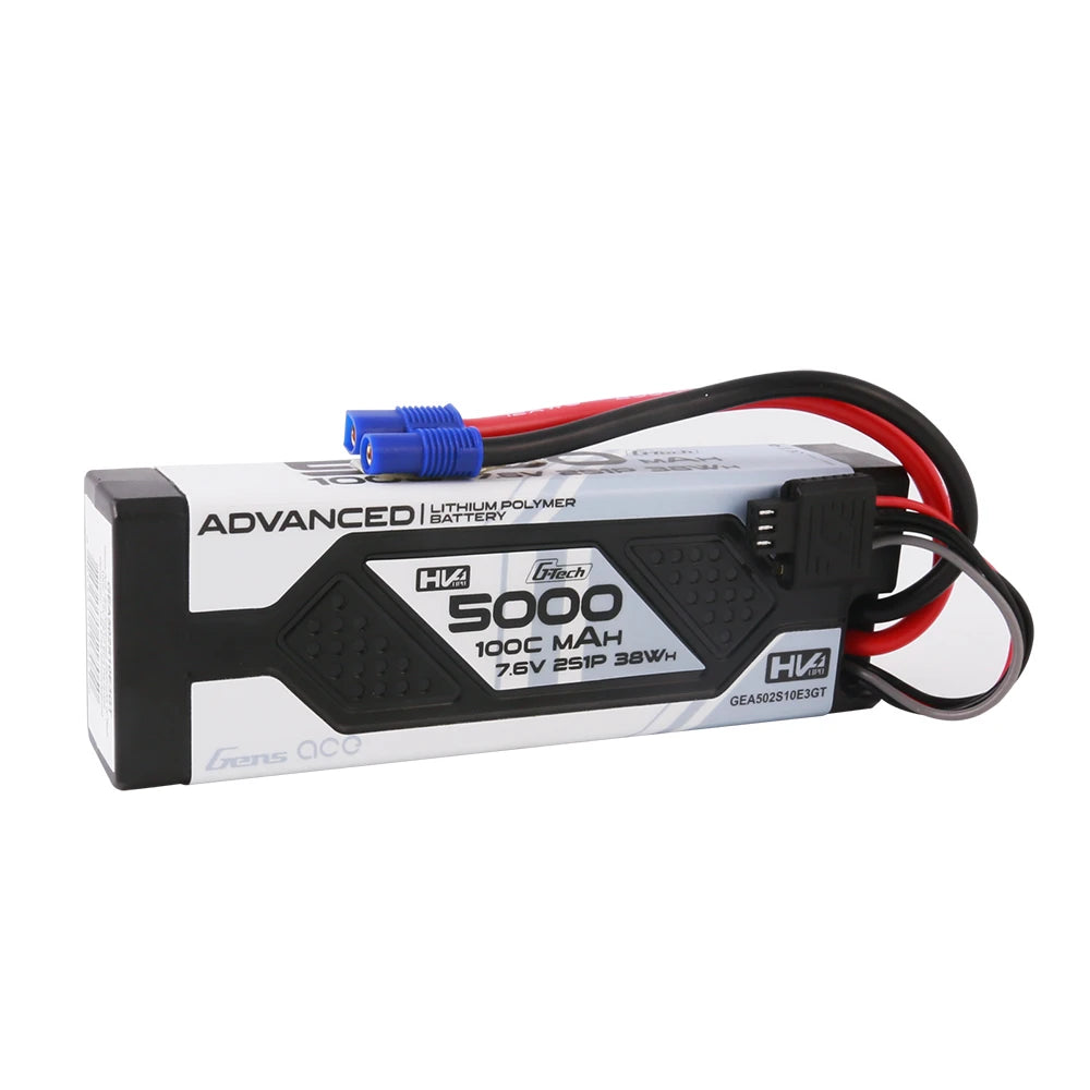 Gens ace 5000mAh 2S 100C 7.6V(HV) Lipo Battery | Hardcase | EC3 Plug | Advanced