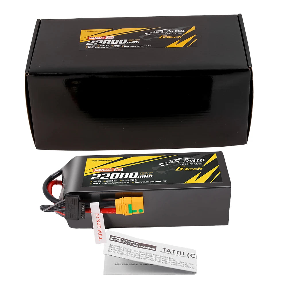 Tattu 22000mAh 6S 10C 22.2V Lipo Battery | XT90S-F Plug | Semi-solid