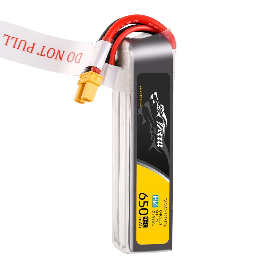 Tattu 650mAh 4S 95C 15.2V(HV) Long Lipo Battery | XT30 Plug | FPV Classic