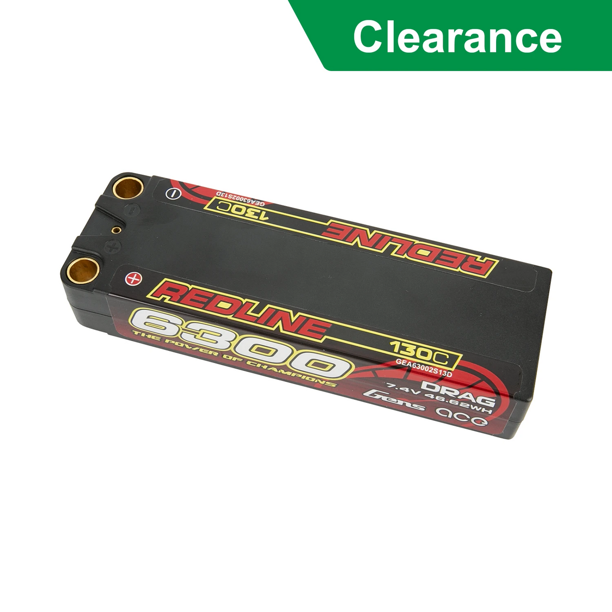 Gens ace 6300mAh 2S 130C 7.4V Lipo Battery | 8.0mm bullet | Redline 1.0