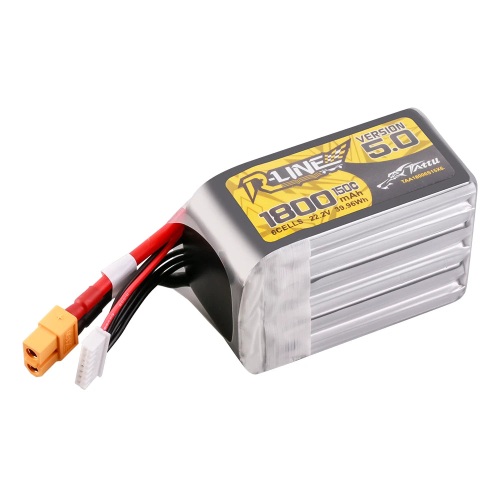 Tattu 1800mAh 6S 150C 22.2V Lipo Battery | XT60 Plug | R-Line 5.0