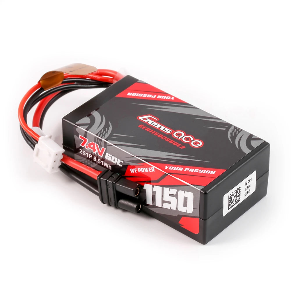 Gens ace 1150mAh 2S 60C 7.4V Lipo Battery | Hardcase | IEC2 Plug | Car Classic (Non-G-Tech)