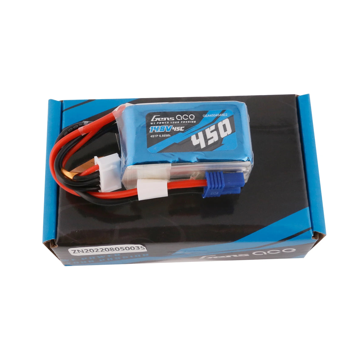 Gens ace 450mAh 4S 45C 14.8V Lipo Battery | EC2 Plug | Air Classic (Non-G-Tech)
