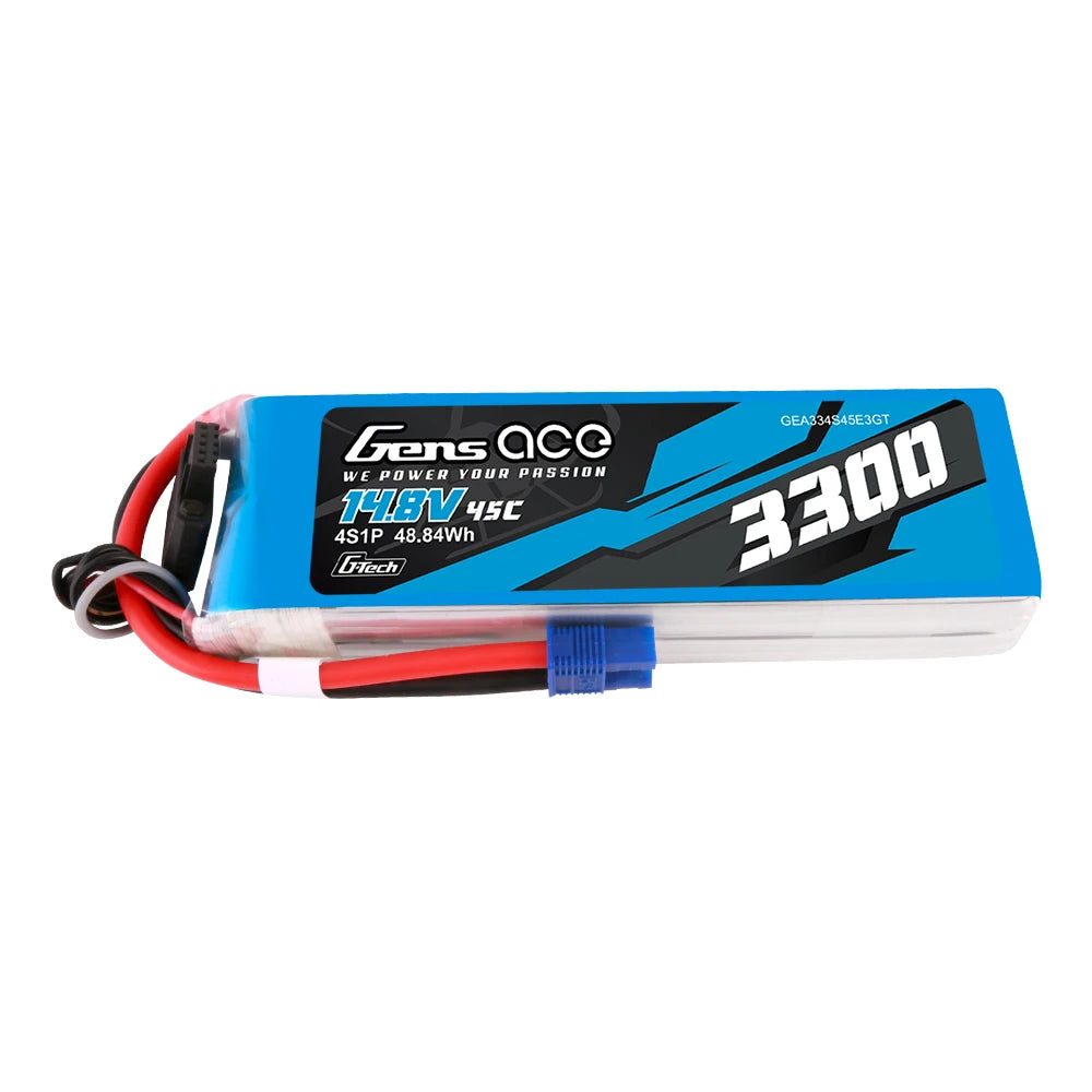 Gens ace 3300mAh 4S 45C 14.8V Lipo Battery | EC3 Plug | Air Classic