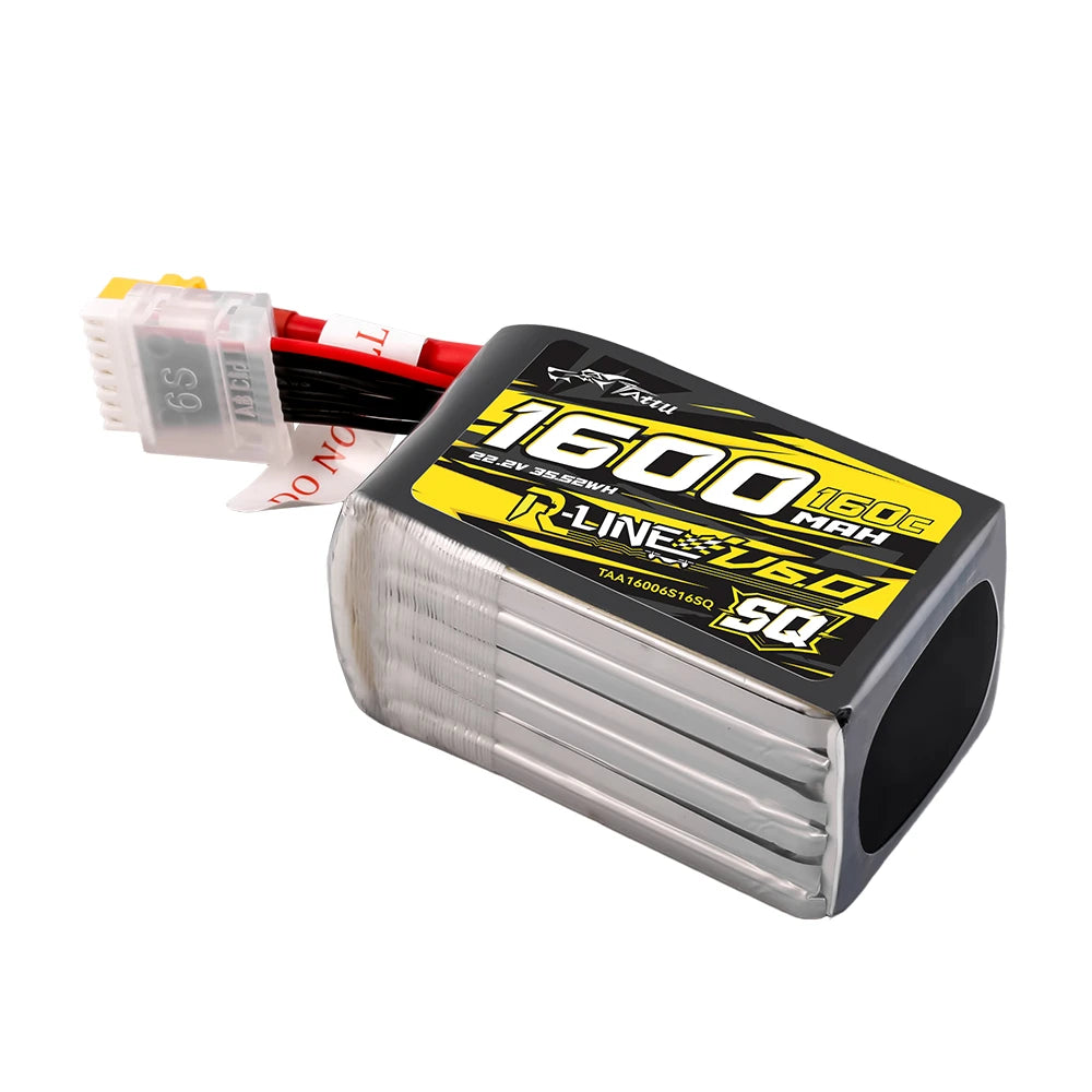 Tattu 1600mAh 6S 160C 22.2V SQ Lipo Battery | XT60 Plug | R-Line 6.0