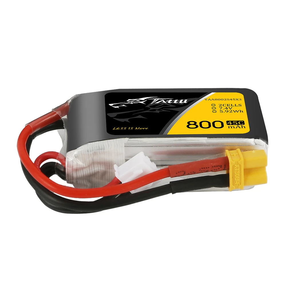 Tattu 800mAh 2S 45C 7.4V Lipo Battery | XT30 Plug | FPV Classic