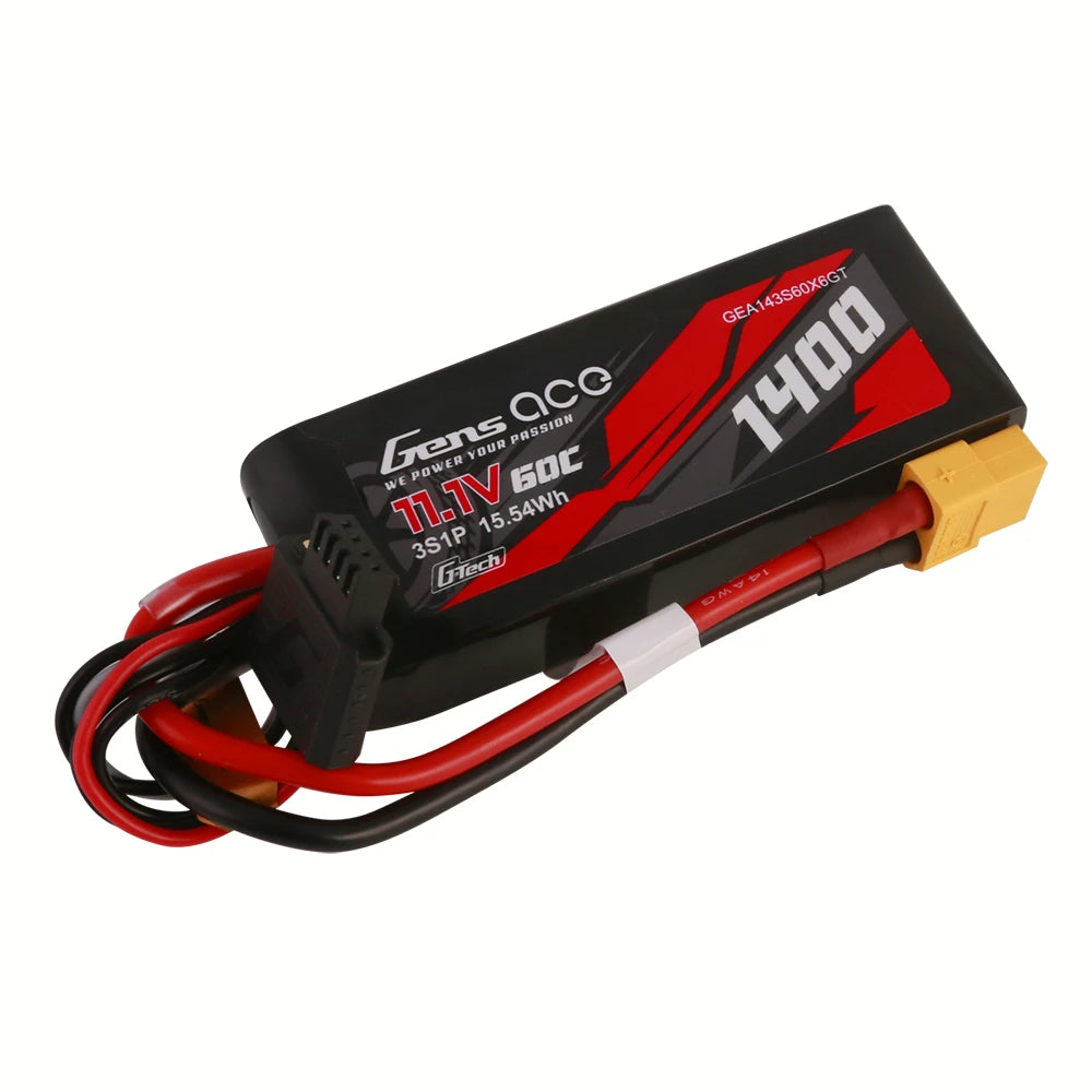 Gens ace 1400mAh 3S 60C 11.1V Lipo Battery | XT60 Plug | Car Classic