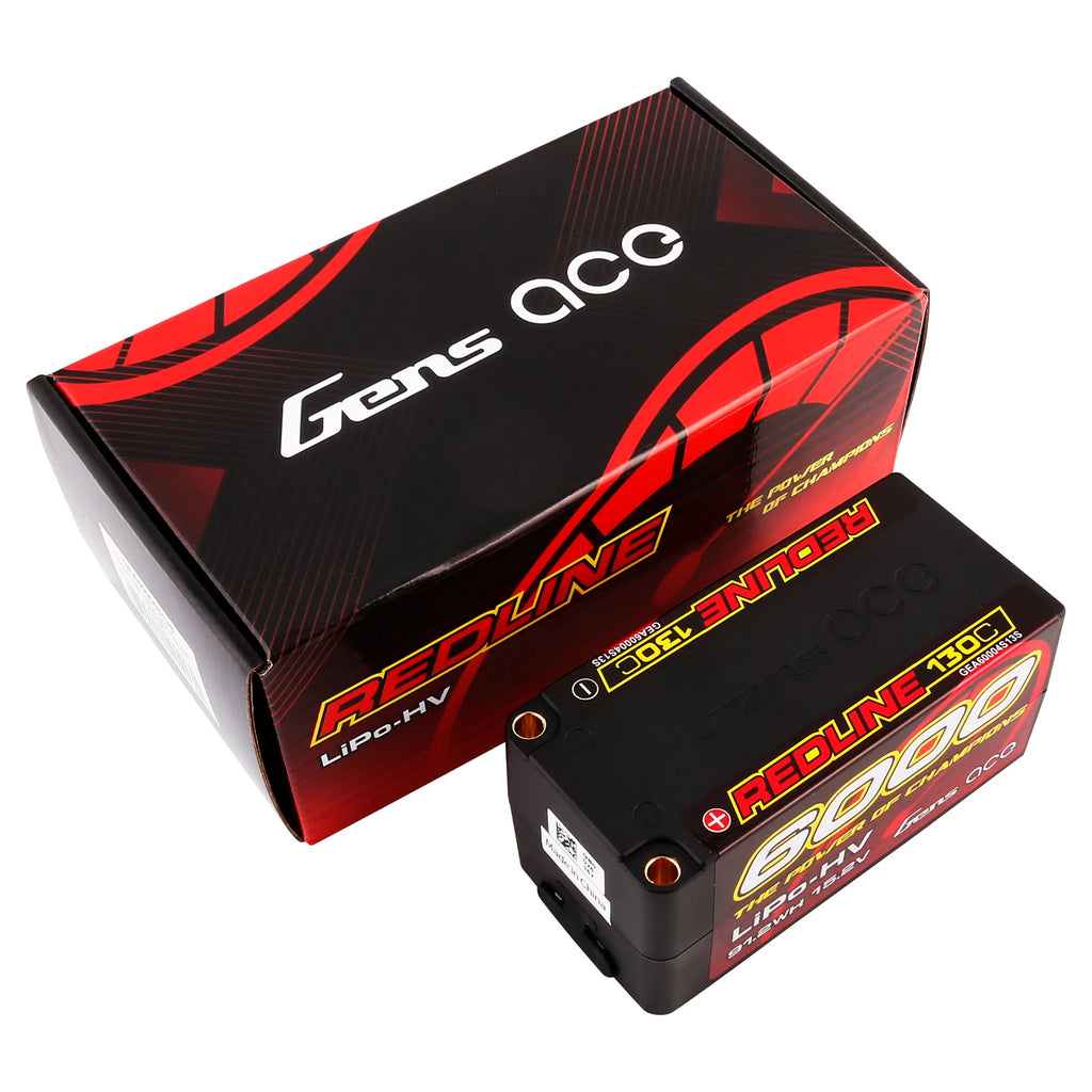 Gens ace 6000mAh 4S 130C 15.2V(HV) Lipo Battery | 5.0mm bullet | Redline 1.0