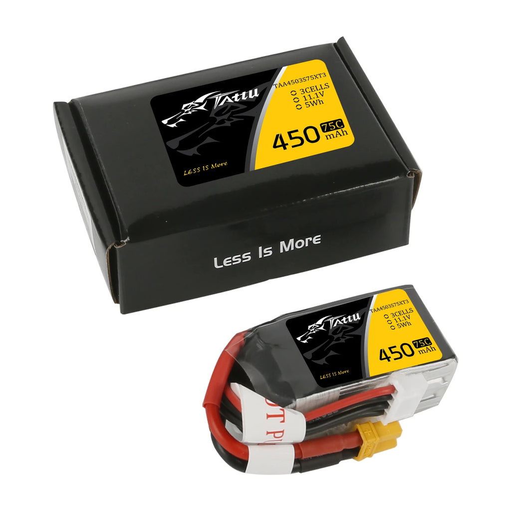 Tattu 450mAh 3S 75C 11.1V Lipo Battery | XT30 Plug | FPV Classic