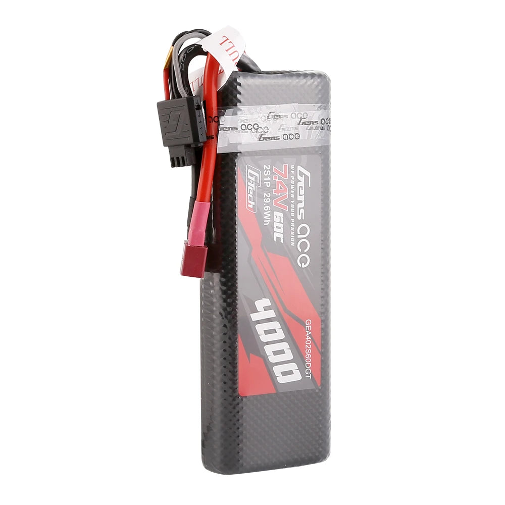 Gens ace 4000mAh 2S 60C 7.4V Lipo Battery | Hardcase | Deans Plug | Car Classic